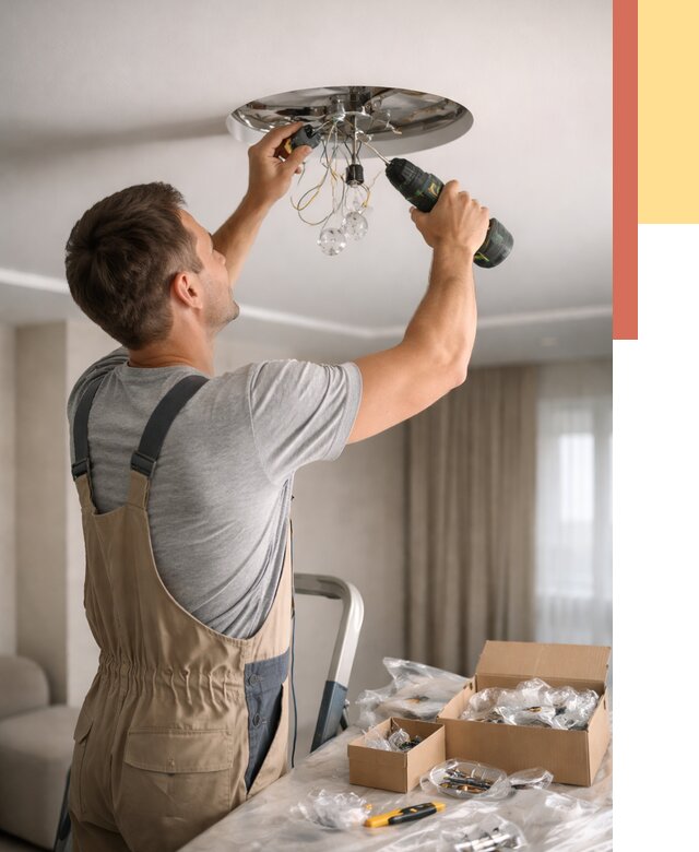 Установка люстры в натяжной потолок в Белорецке от 1216 руб. | Быстро и недорого — ОТДЕЛОЧНИК-Блр