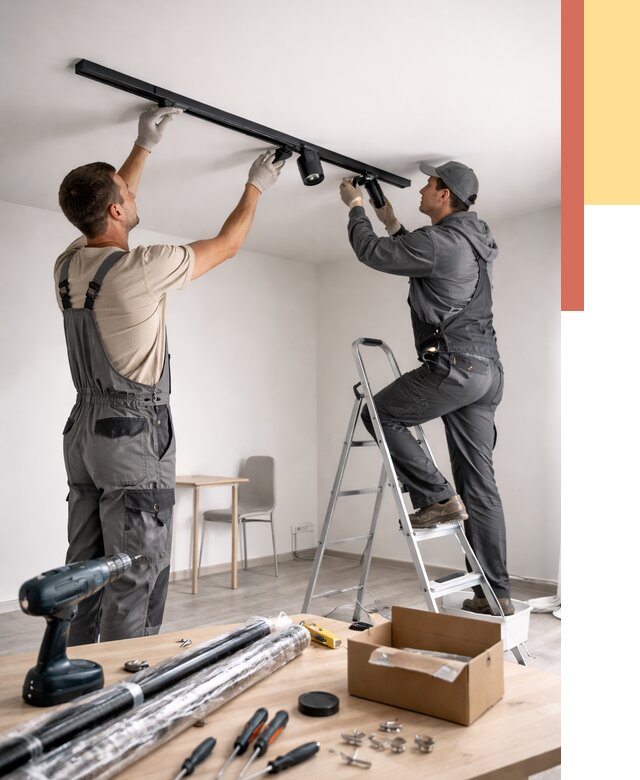 Установка трековых светильников в натяжной потолок в Белорецке от 4258 руб. | ОТДЕЛОЧНИК-Блр