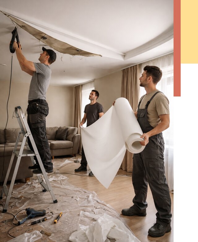 Замена полотна натяжного потолка в Белорецке от 9630 руб. быстро и недорого | ОТДЕЛОЧНИК-Блр