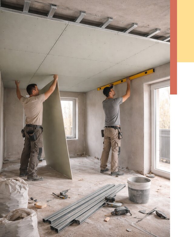 Одноуровневый потолок из гипсокартона в Белорецке от 760 руб. — монтаж под ключ | ОТДЕЛОЧНИК-Блр