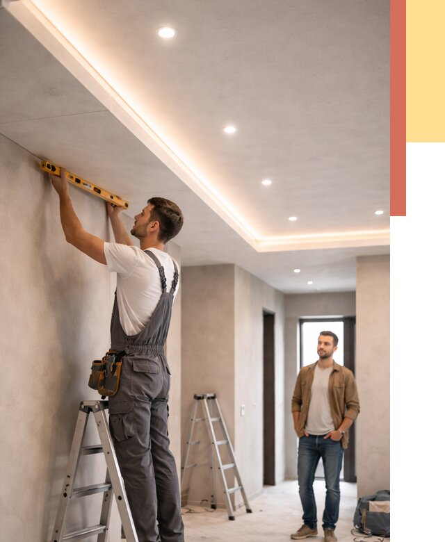 Потолок из гипсокартона с подсветкой в Белорецке от 760 руб./м2 под ключ | ОТДЕЛОЧНИК-Блр