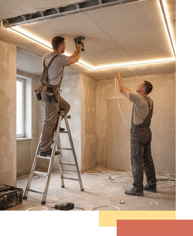 Потолок из гипсокартона с подсветкой в Белорецке