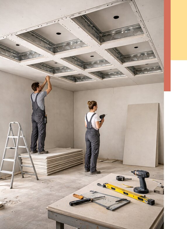 Кессонный потолок из гипсокартона в Белорецке от 1875 руб. — монтаж и под ключ | ОТДЕЛОЧНИК-Блр