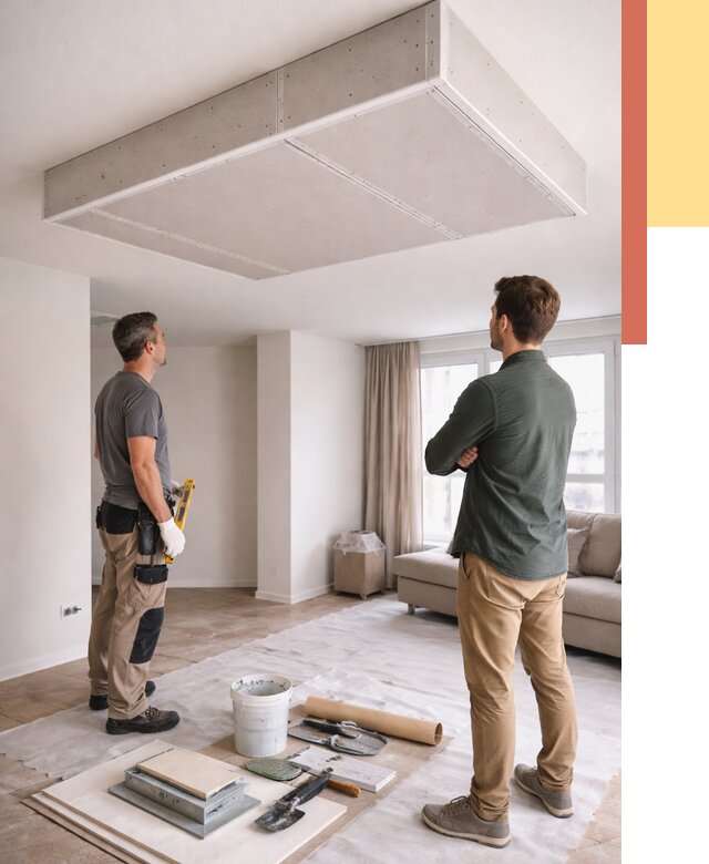 Короб на потолке из гипсокартона в Белорецке от 2230 руб. — монтаж и услуги под ключ | ОТДЕЛОЧНИК-Блр