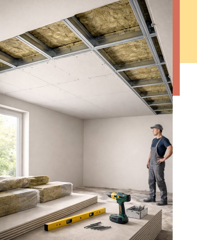 Звукоизоляция потолка ГКЛ в Белорецке от 963 руб. — монтаж под ключ | ОТДЕЛОЧНИК-Блр