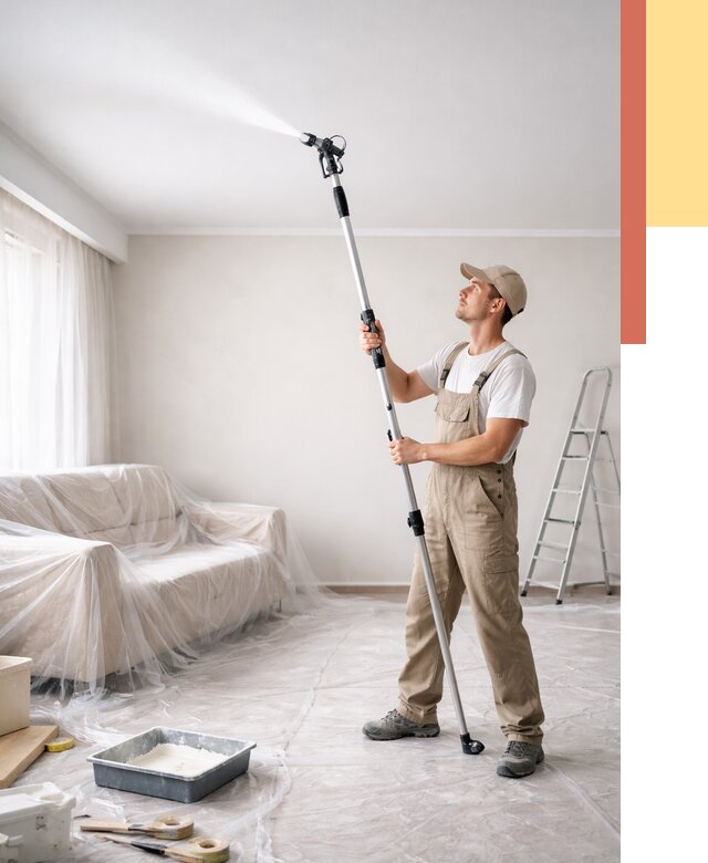 Покраска потолка краскопультом в Белорецке от 4562 руб. быстро и недорого | ОТДЕЛОЧНИК-Блр