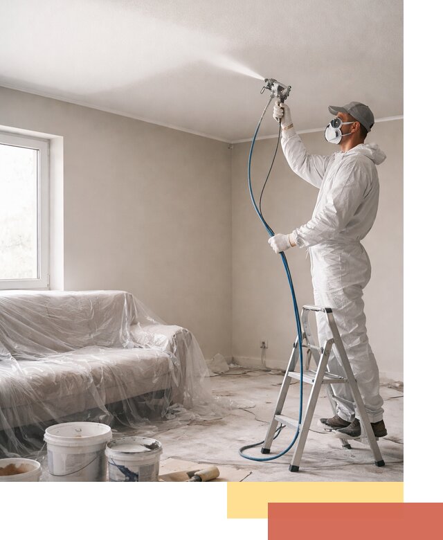 Покраска потолка краскопультом в Белорецке быстро и качественно